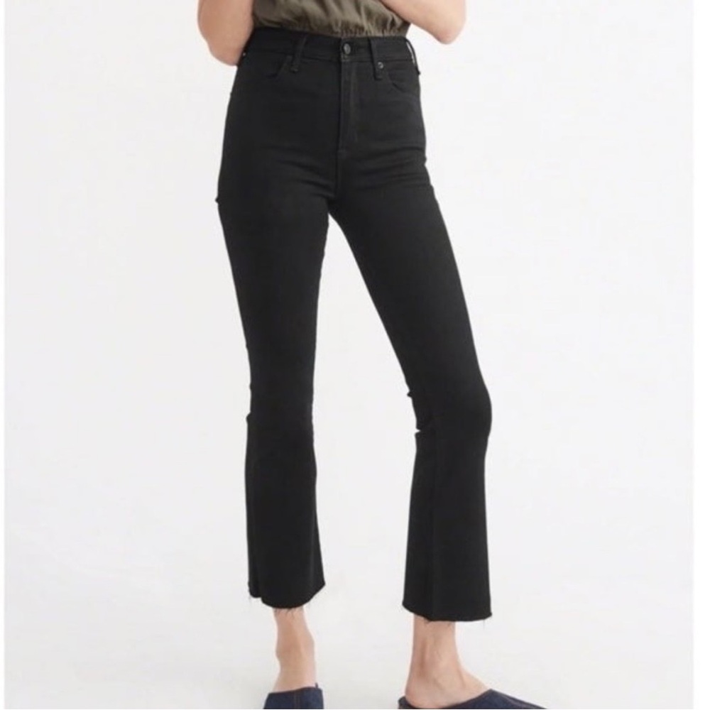 Abercrombie and Fitch Black High Rise Kick Flare Jean in Black